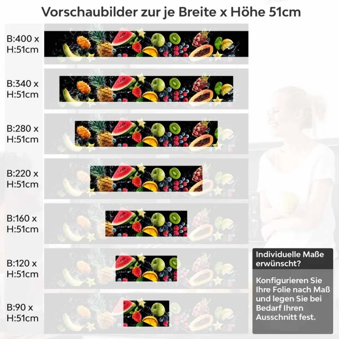 Küchenrückwand Folie Exotische Früchte - Ein Genuss für die Augen Höhe 51cm