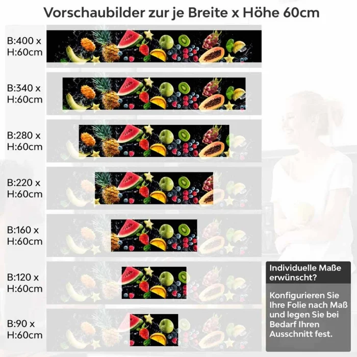 Küchenrückwand Folie Exotische Früchte - Ein Genuss für die Augen Höhe 60cm