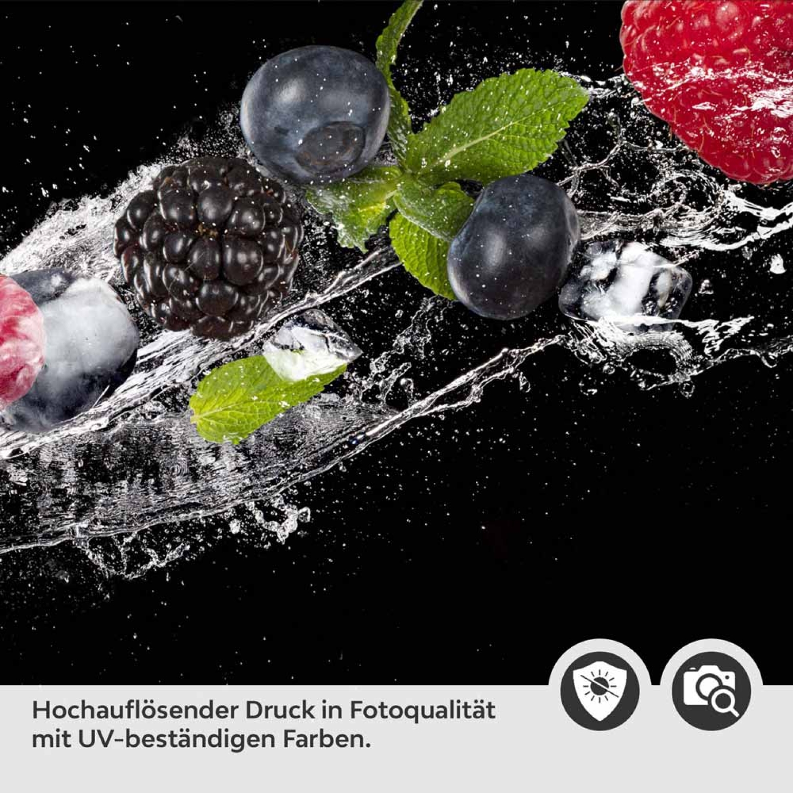 Küchenrückwand Folie Brombeeren, Himbeeren & Minze im Wassereffekt Detailbild 2