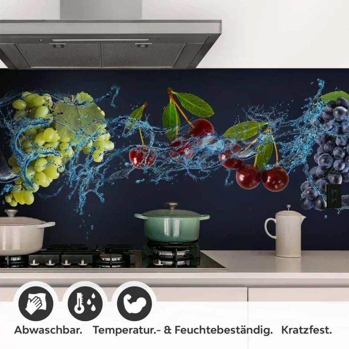 Küchenrückwand Folie Wassermelone & Früchtemix im Wasserspiel Detailbild 1