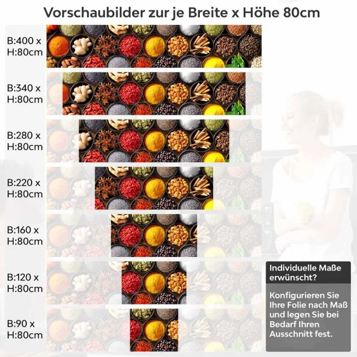 Küchenrückwand Folie Exotische Gewürze - Dekor für Genussliebhaber Höhe 80cm