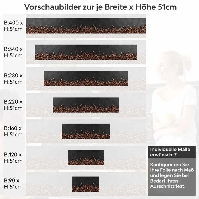 Küchenrückwand Folie Kaffeebohnen - Für die perfekte Kaffeeküche Höhe 51cm
