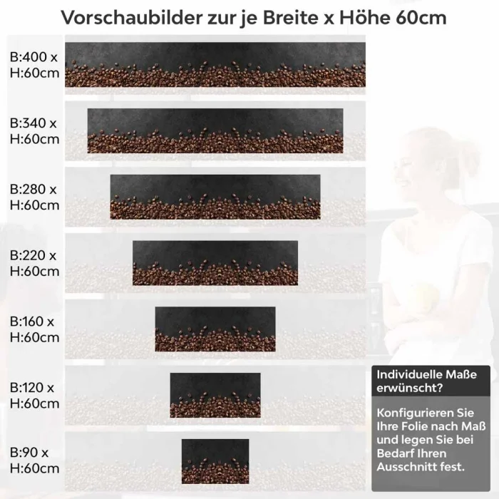 Küchenrückwand Folie Kaffeebohnen - Für die perfekte Kaffeeküche Höhe 60cm