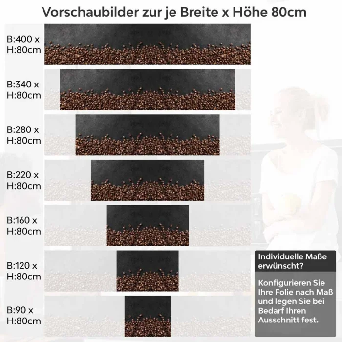 Küchenrückwand Folie Kaffeebohnen - Für die perfekte Kaffeeküche Höhe 80cm
