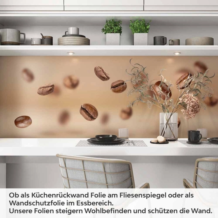 Küchenrückwand Folie Bohnen im Flug - Optik für Genießer Artikelbild 1