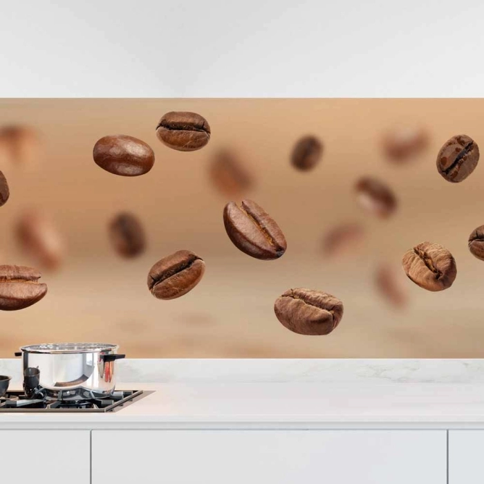 Küchenrückwand Folie Bohnen im Flug - Optik für Genießer