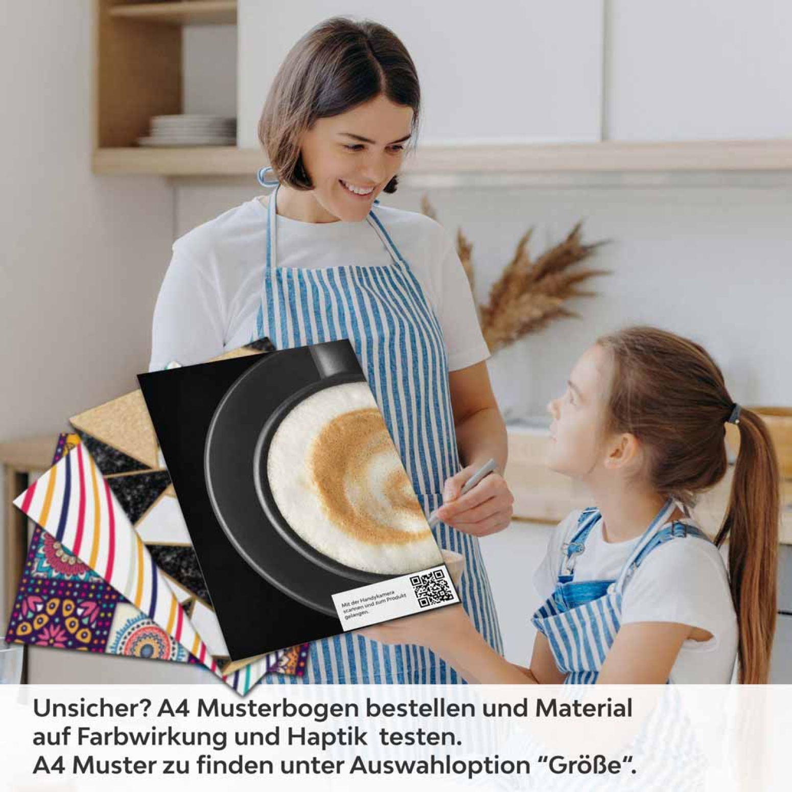 Küchenrückwand Folie Kaffee Tassen - Vielfalt auf schwarzem Hintergrund A4 Muster
