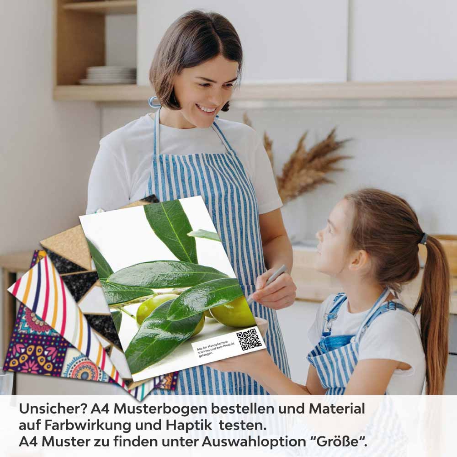 Küchenrückwand Folie Olivenzweige & Olivenöl - Mediterrane Eleganz A4 Muster