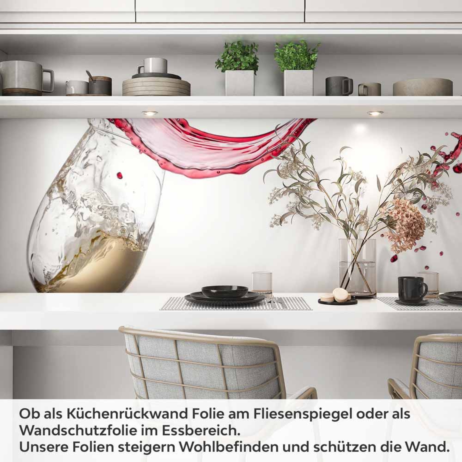 Küchenrückwand Folie Spritzender Wein - Weingenuss für die Küche Artikelbild 1