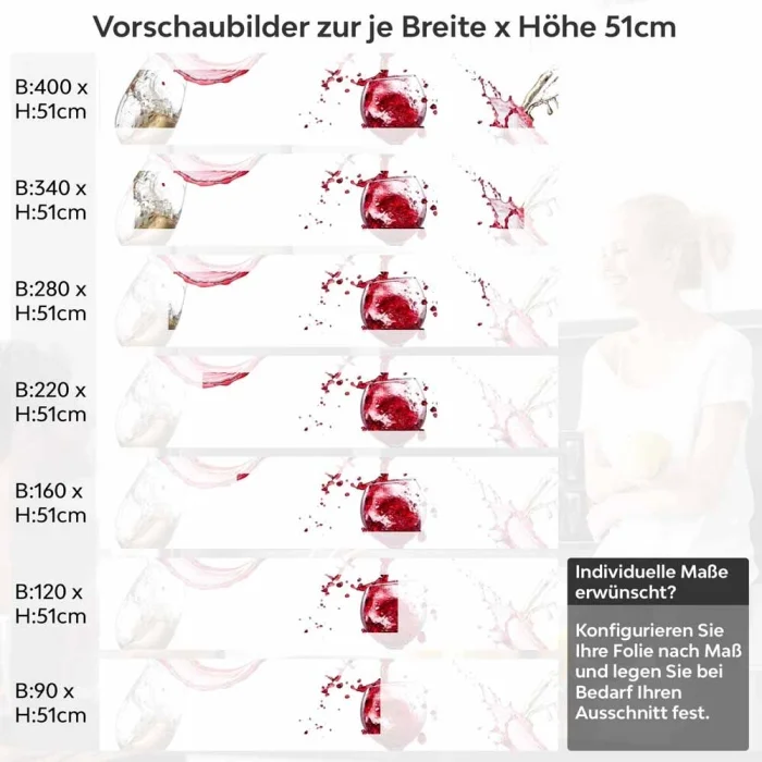 Küchenrückwand Folie Spritzender Wein - Weingenuss für die Küche Höhe 51cm