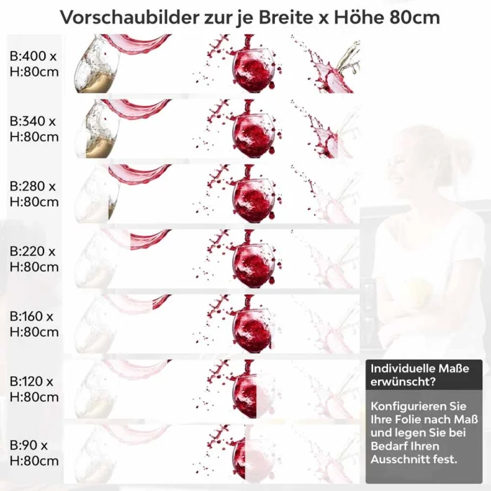 Küchenrückwand Folie Spritzender Wein - Weingenuss für die Küche Höhe 80cm