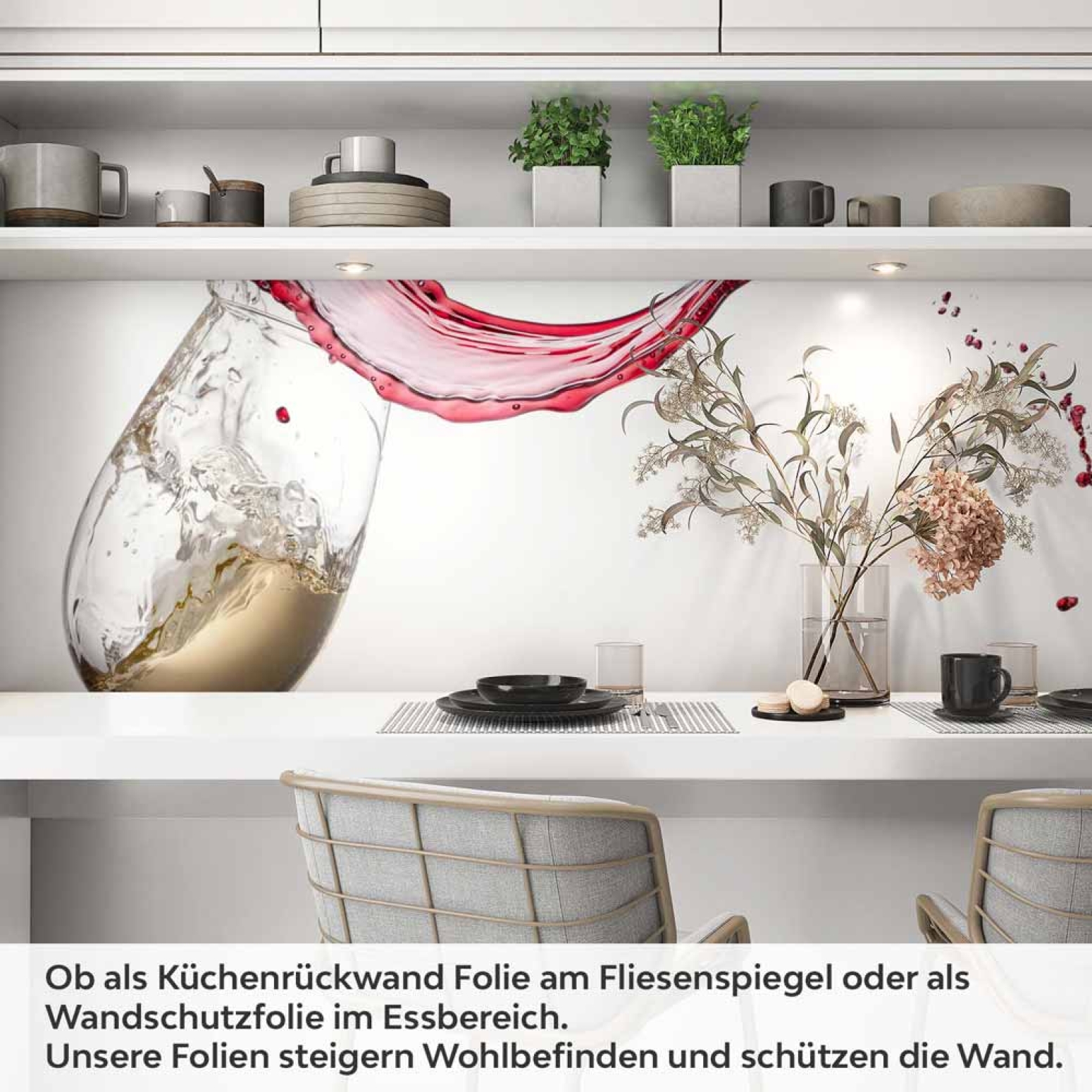 Küchenrückwand Folie Rot- und Weißwein - Kunstvolles Weinmotiv Artikelbild 1