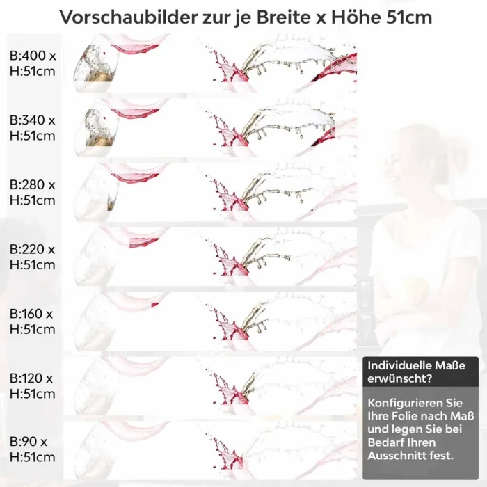 Küchenrückwand Folie Rot- und Weißwein - Kunstvolles Weinmotiv Höhe 51cm