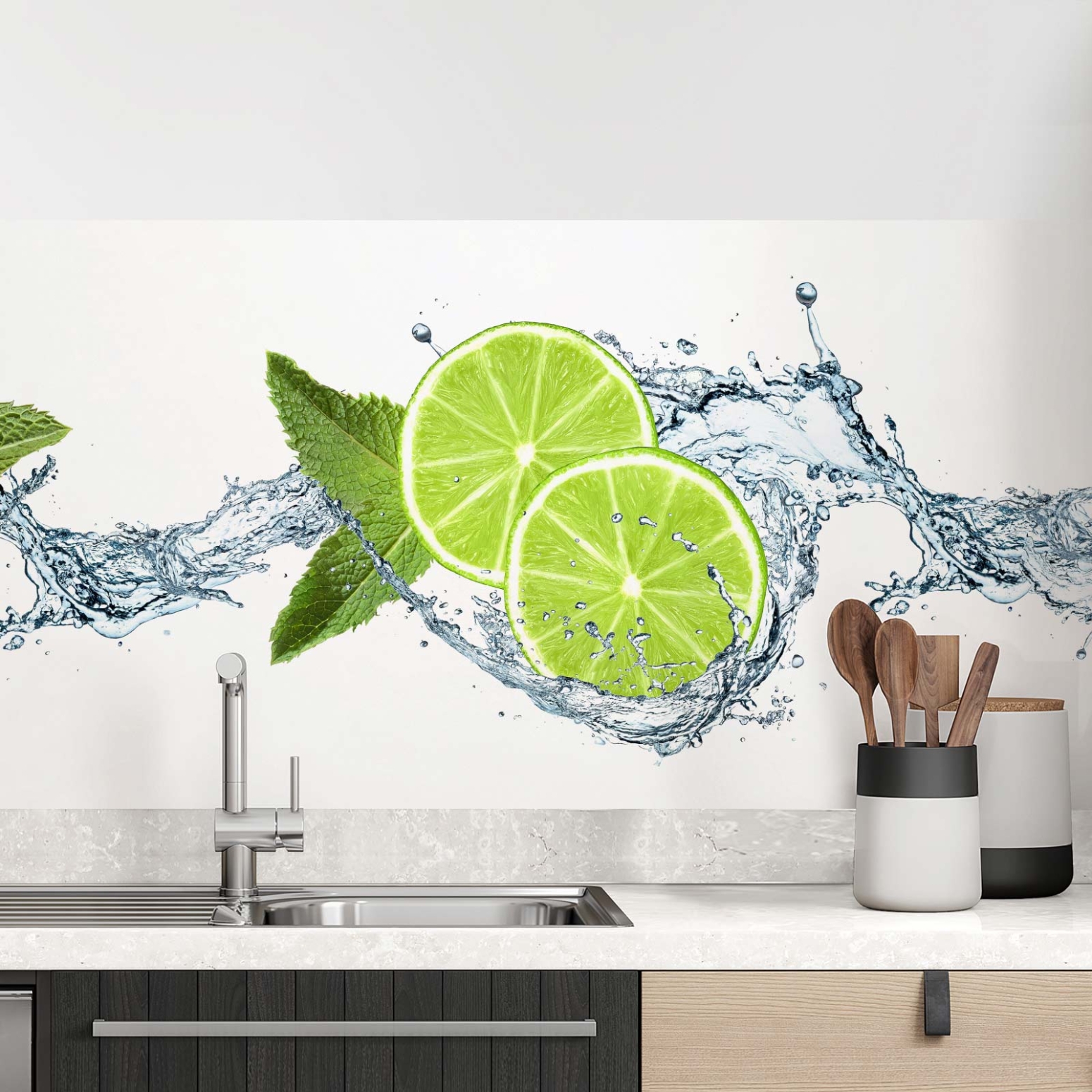 Küchenrückwand Folie Limetten Splash Hauptbild 1