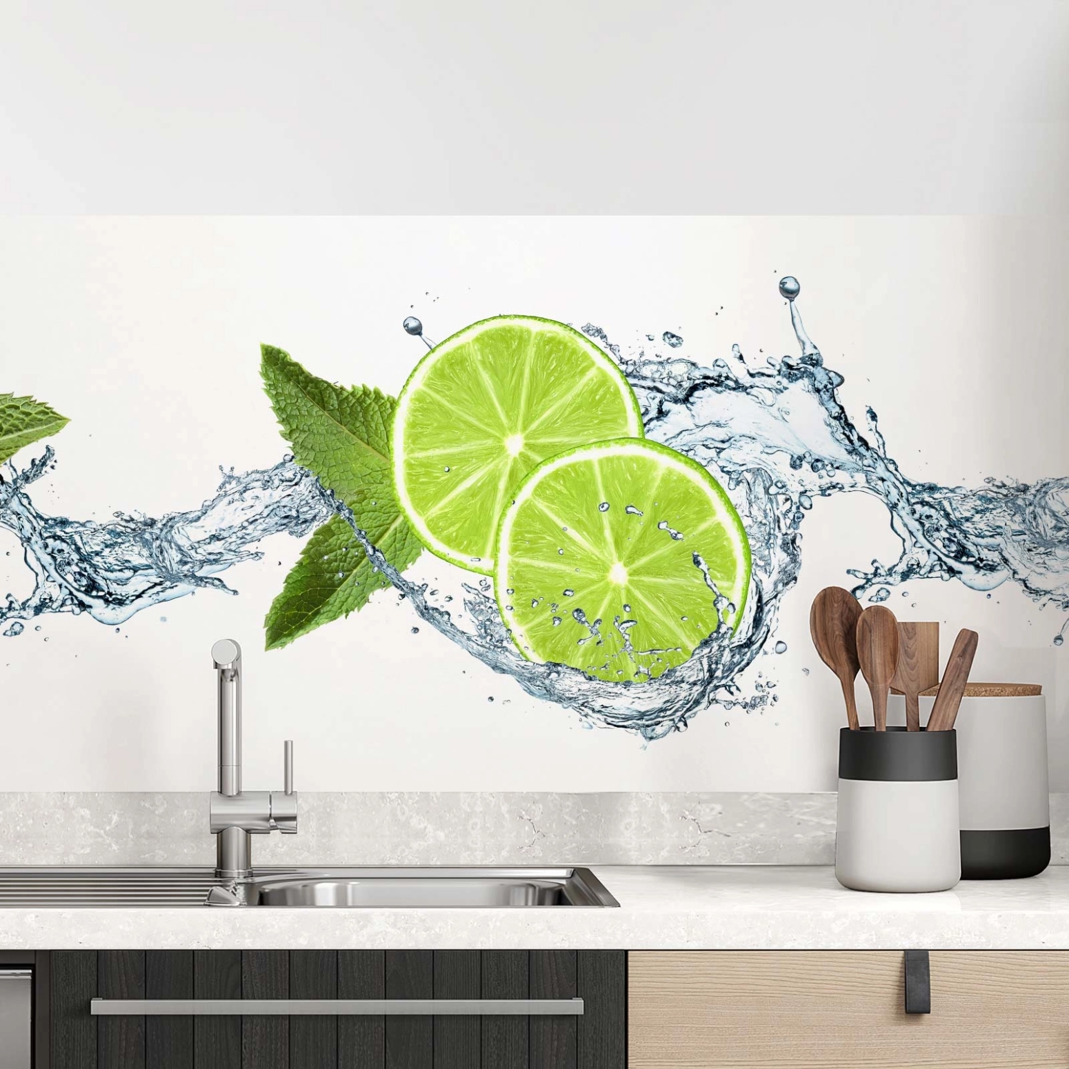 Küchenrückwand Folie Limetten Splash Hauptbild 1