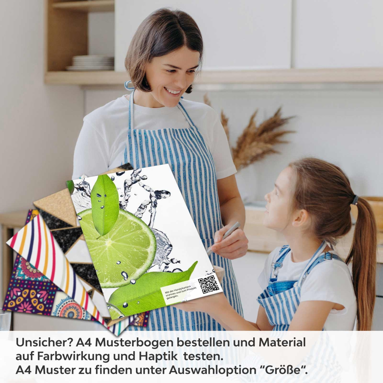 Küchenrückwand Folie spritzige Limetten A4 Muster