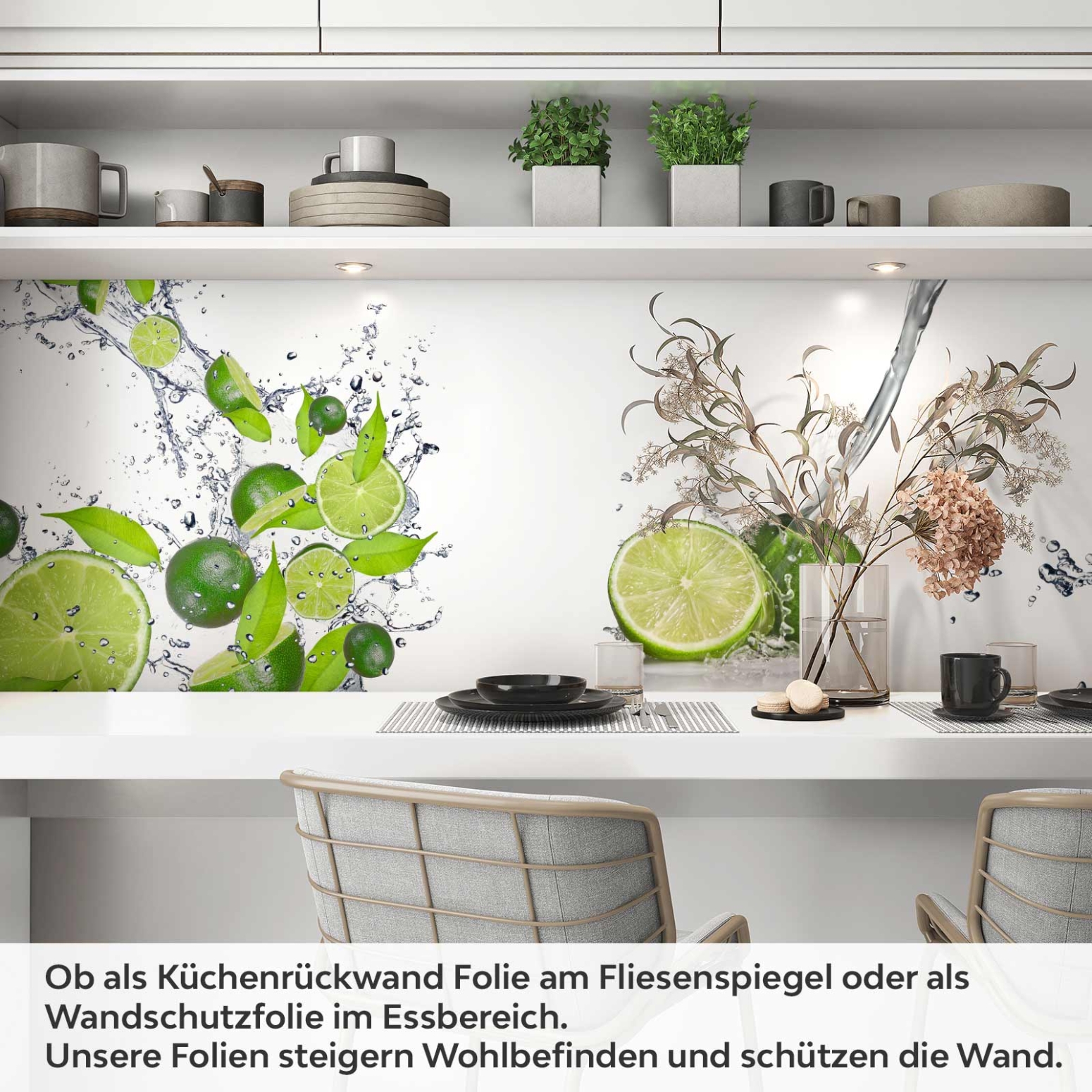 Küchenrückwand Folie spritzige Limetten Artikelbild 1