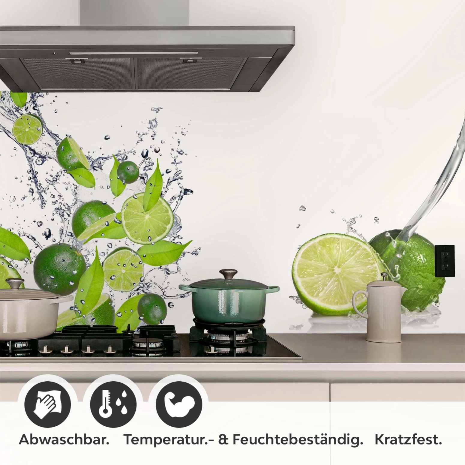 Küchenrückwand Folie spritzige Limetten Detailbild 1