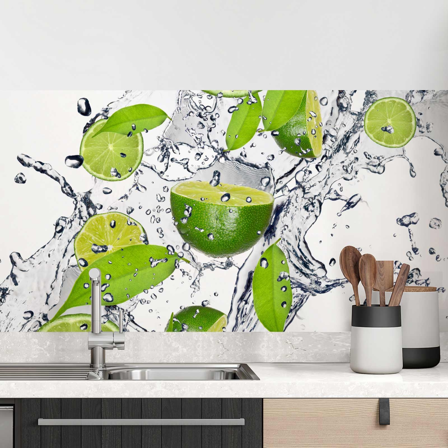 Küchenrückwand Folie spritzige Limetten