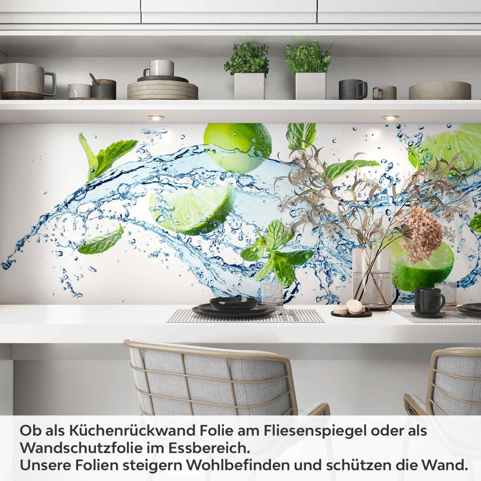 Küchenrückwand Folie spritzige Limetten & Minzen Artikelbild 1
