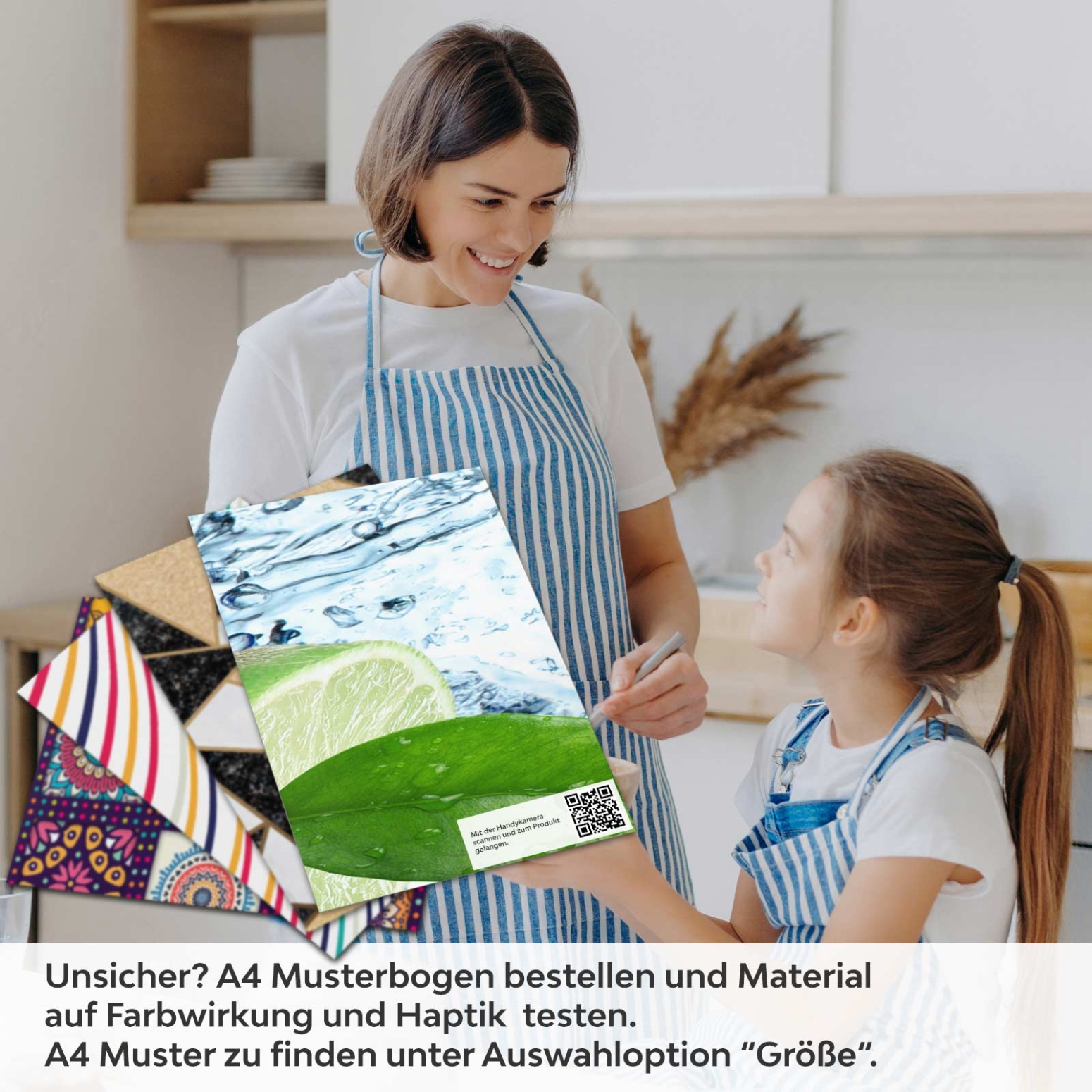 Küchenrückwand Folie spritzige Limetten & Eiswürfel A4 Muster