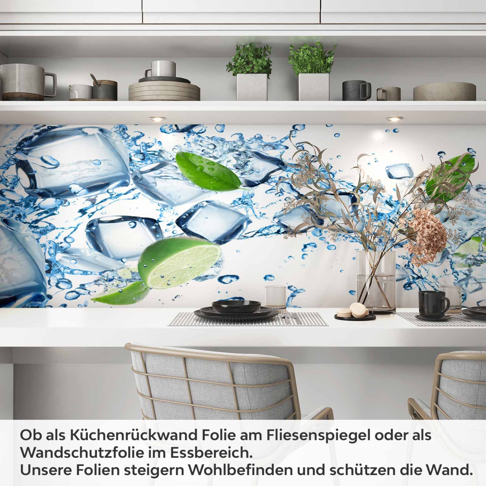 Küchenrückwand Folie spritzige Limetten & Eiswürfel Artikelbild 1