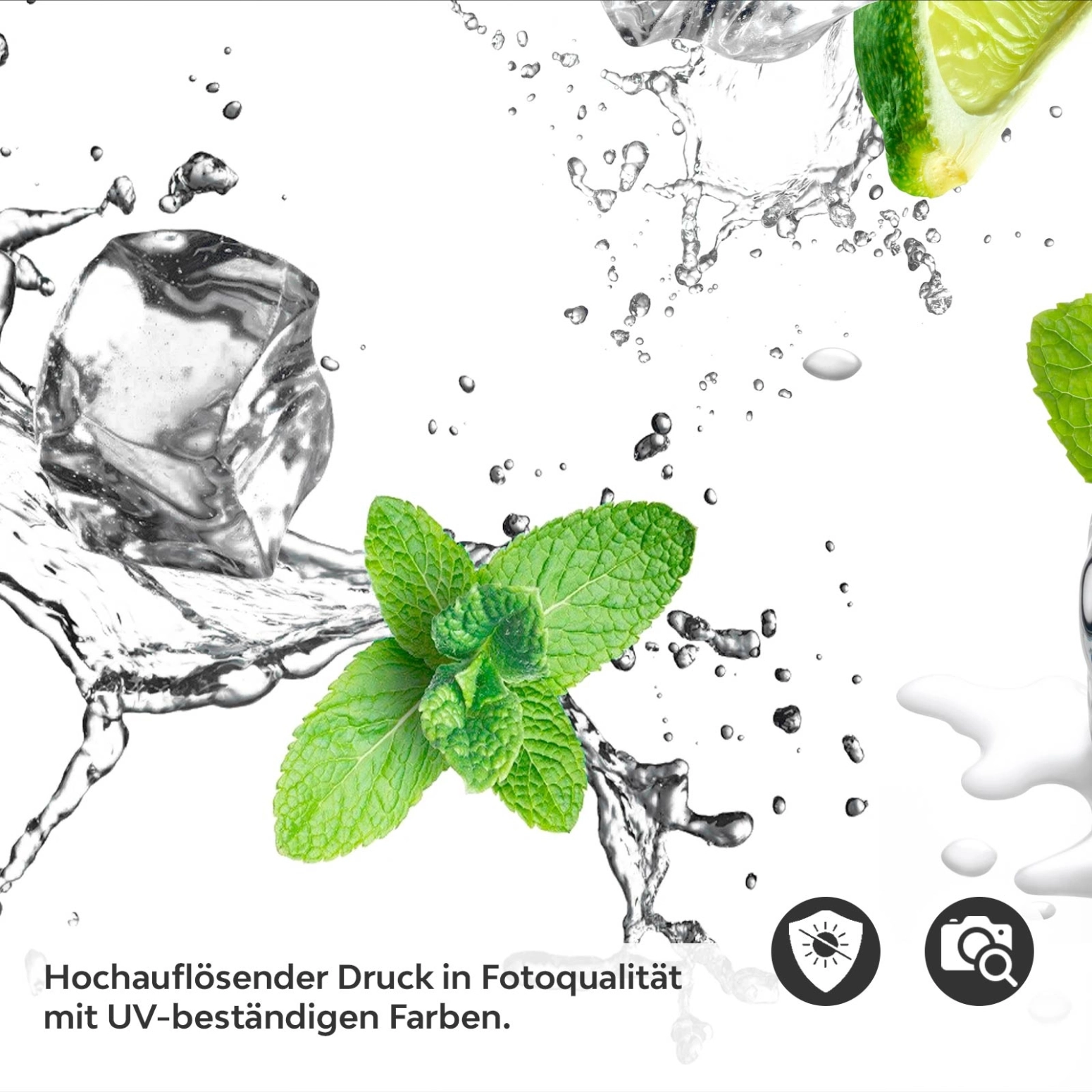 Küchenrückwand Folie spritzige Limetten & Kirschen Detailbild 2