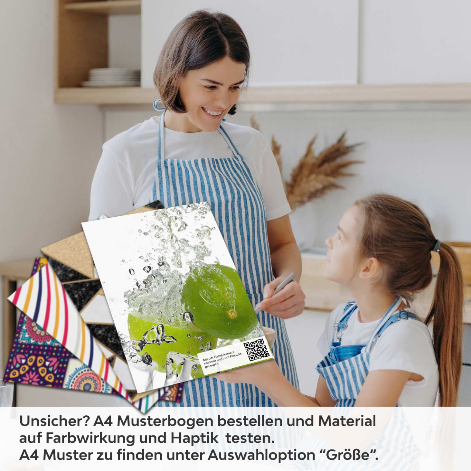 Küchenrückwand Folie Lime Splash A4 Muster