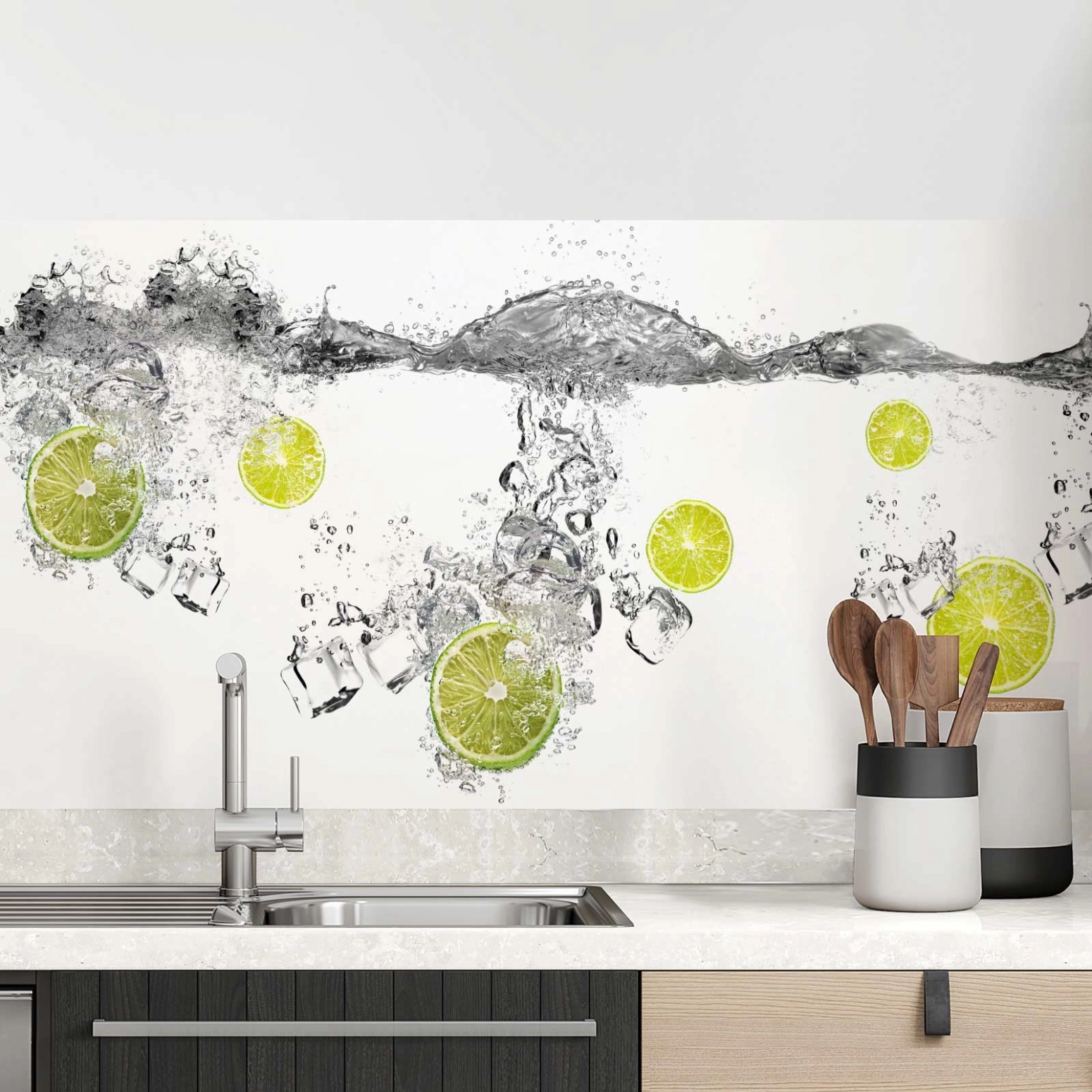 Küchenrückwand Folie Lime Splash Hauptbild 1