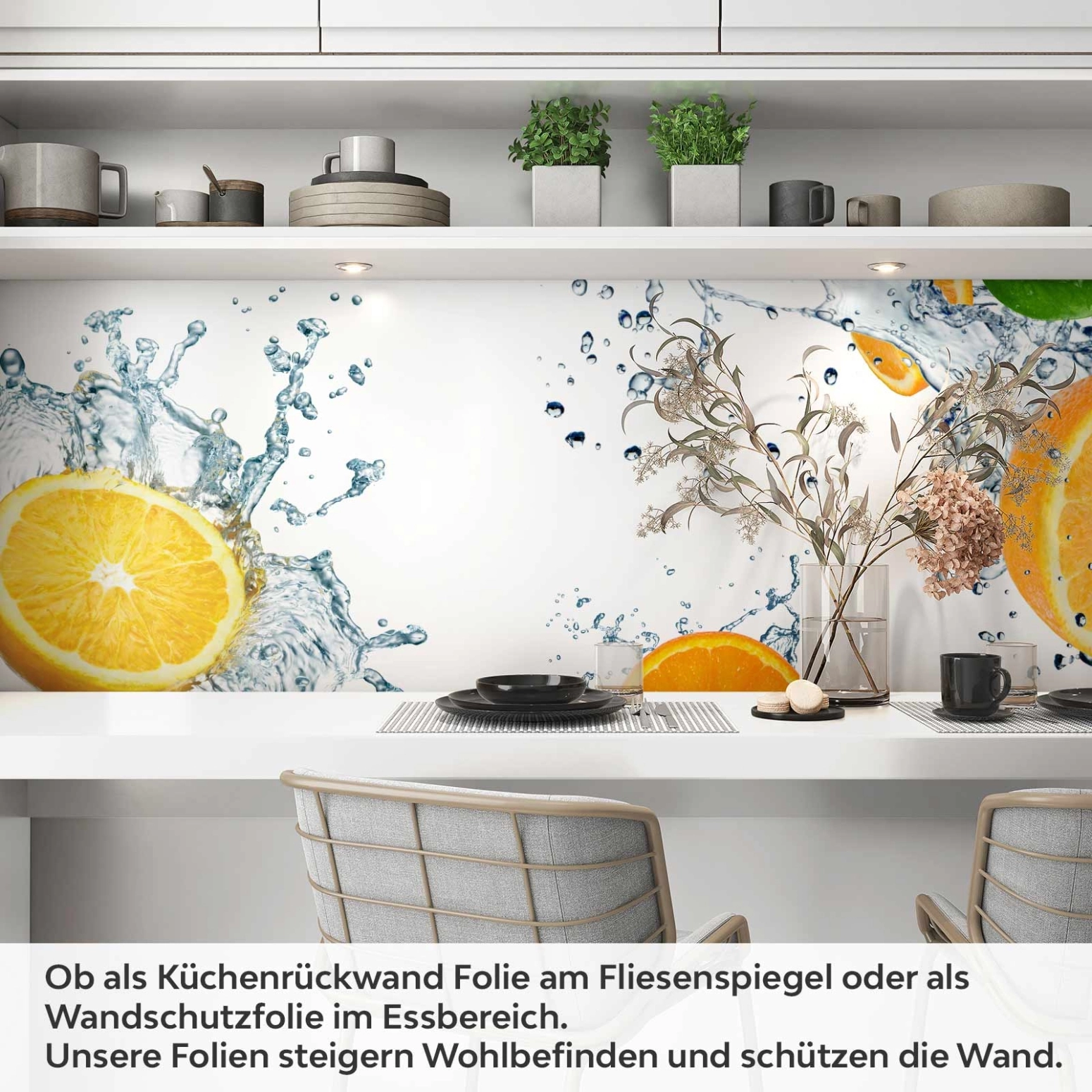 Küchenrückwand Folie Orangen Splash Artikelbild 1