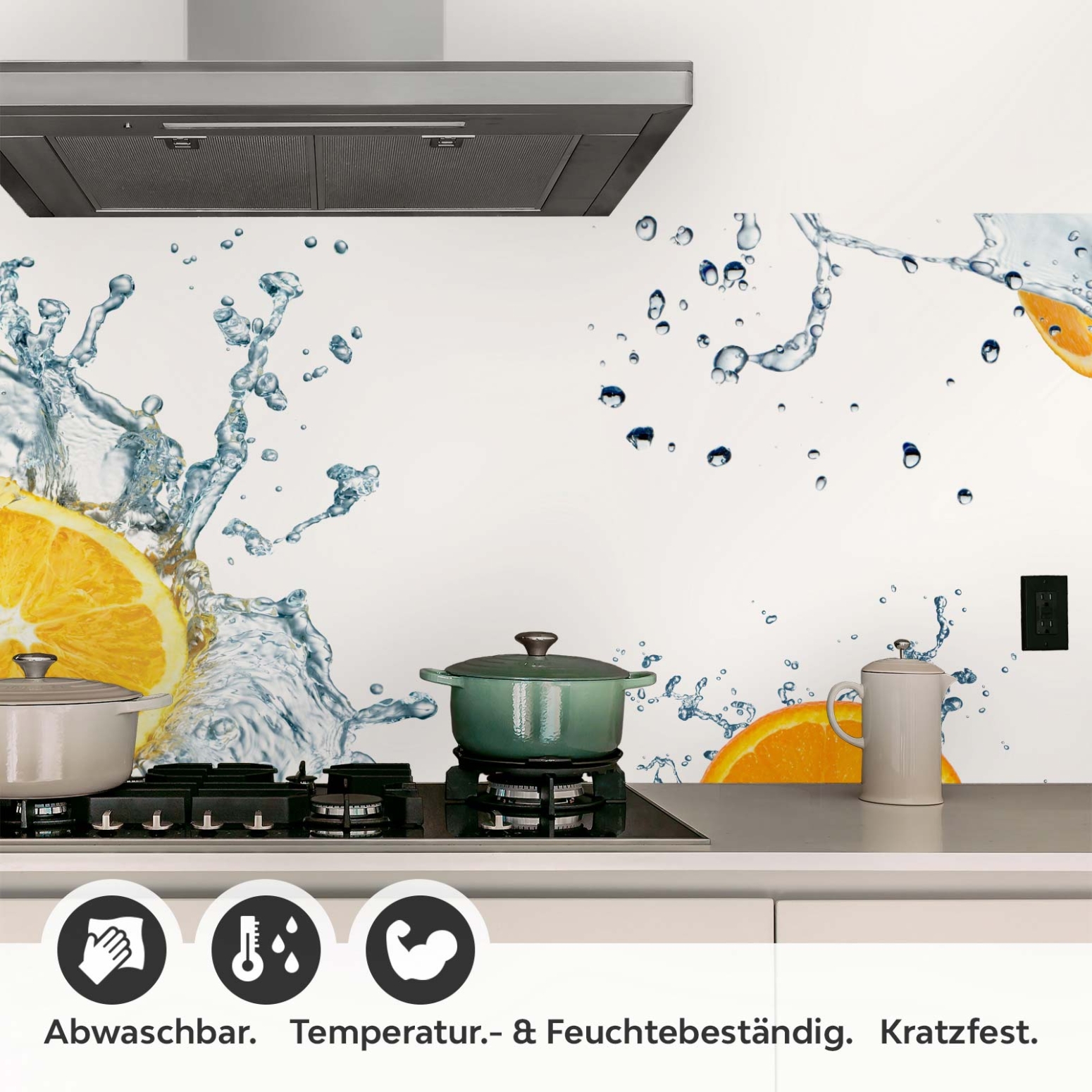 Küchenrückwand Folie Orangen Splash Detailbild 1