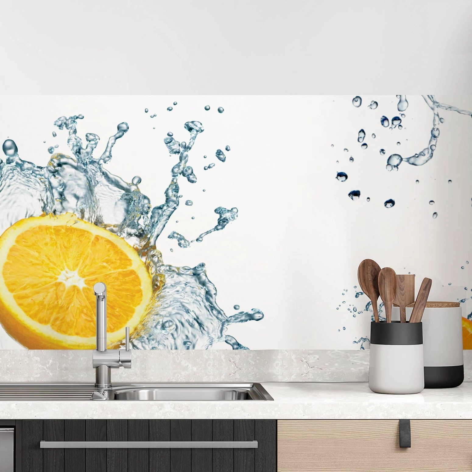 Küchenrückwand Folie Orangen Splash