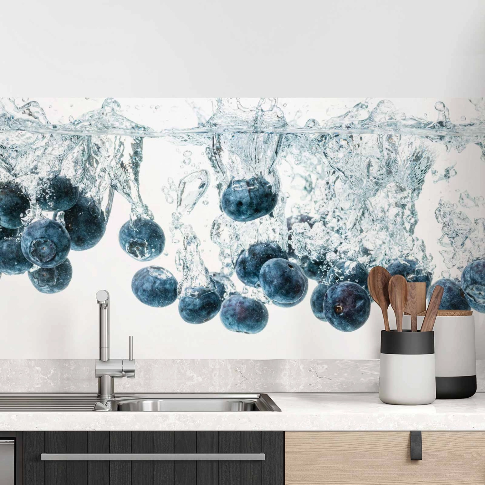 Küchenrückwand Folie Blaubeeren Splash