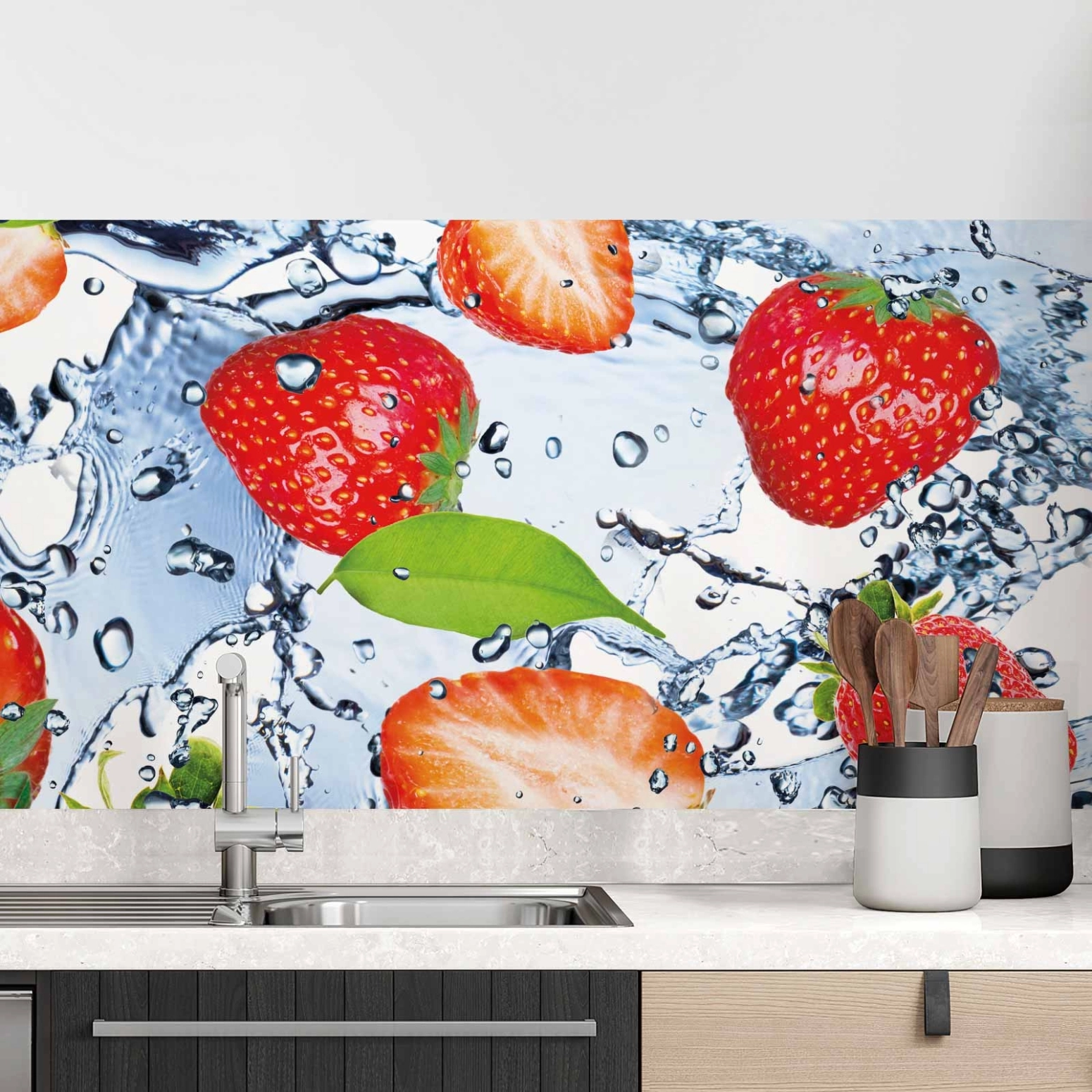 Küchenrückwand Folie Erdbeeren Splash