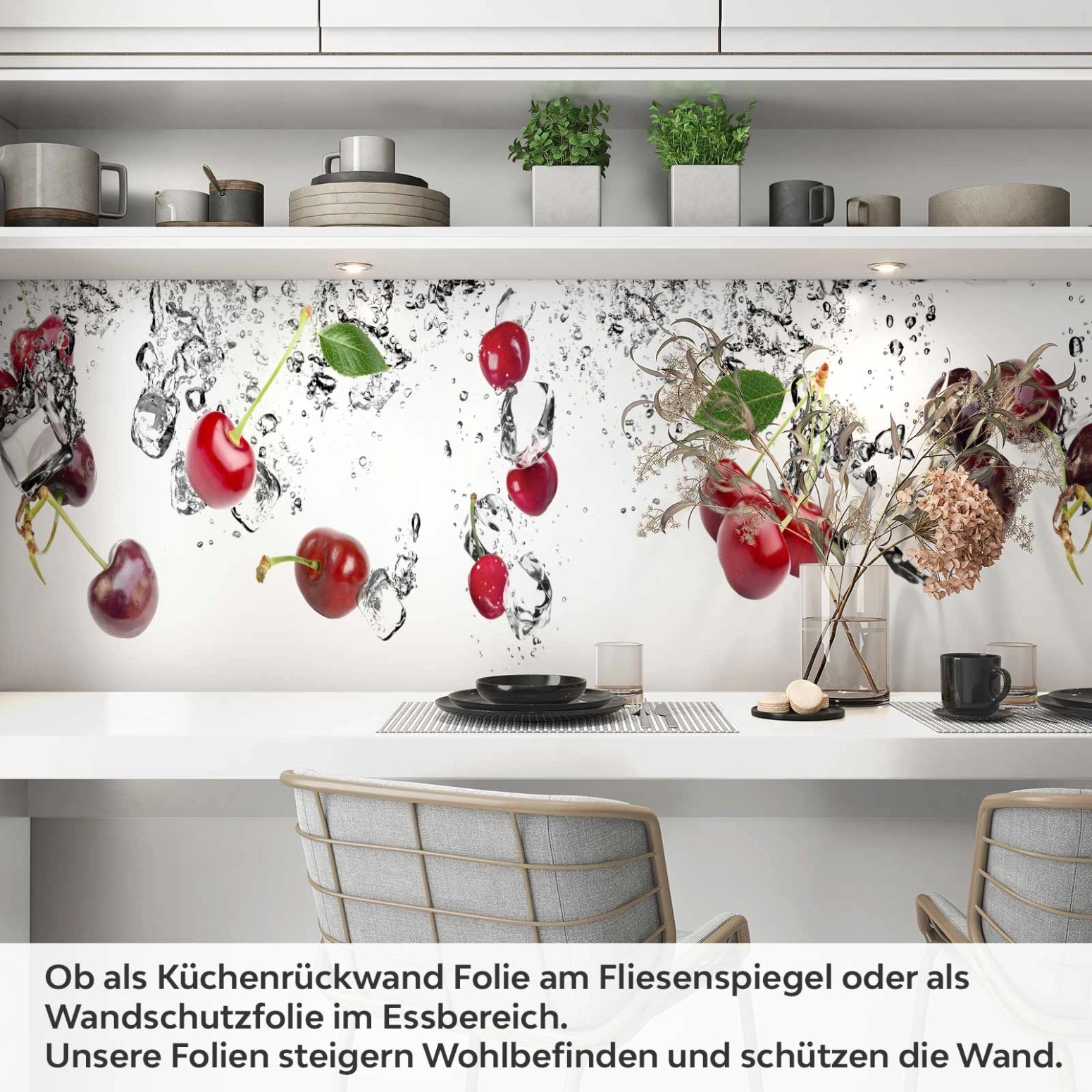 Küchenrückwand Folie Kirschen Splash Früchte Artikelbild 1