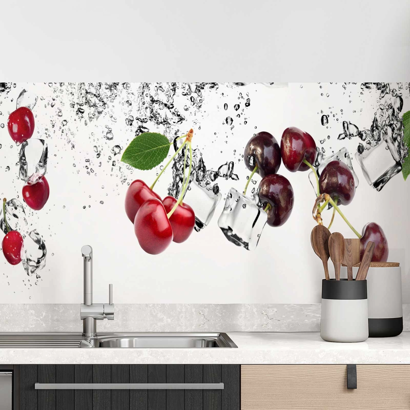Küchenrückwand Folie Kirschen Splash