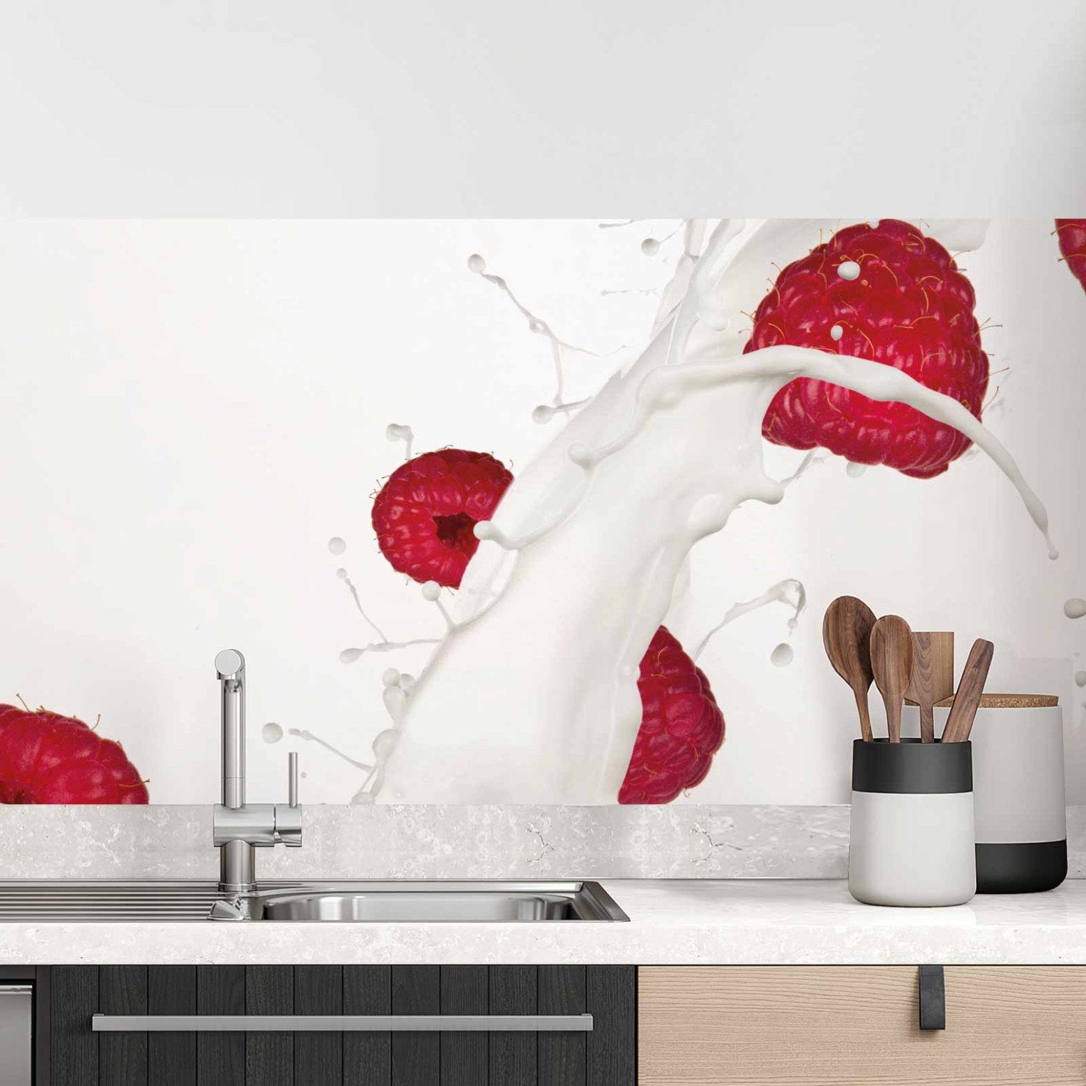 Küchenrückwand Folie Himbeeren Splash