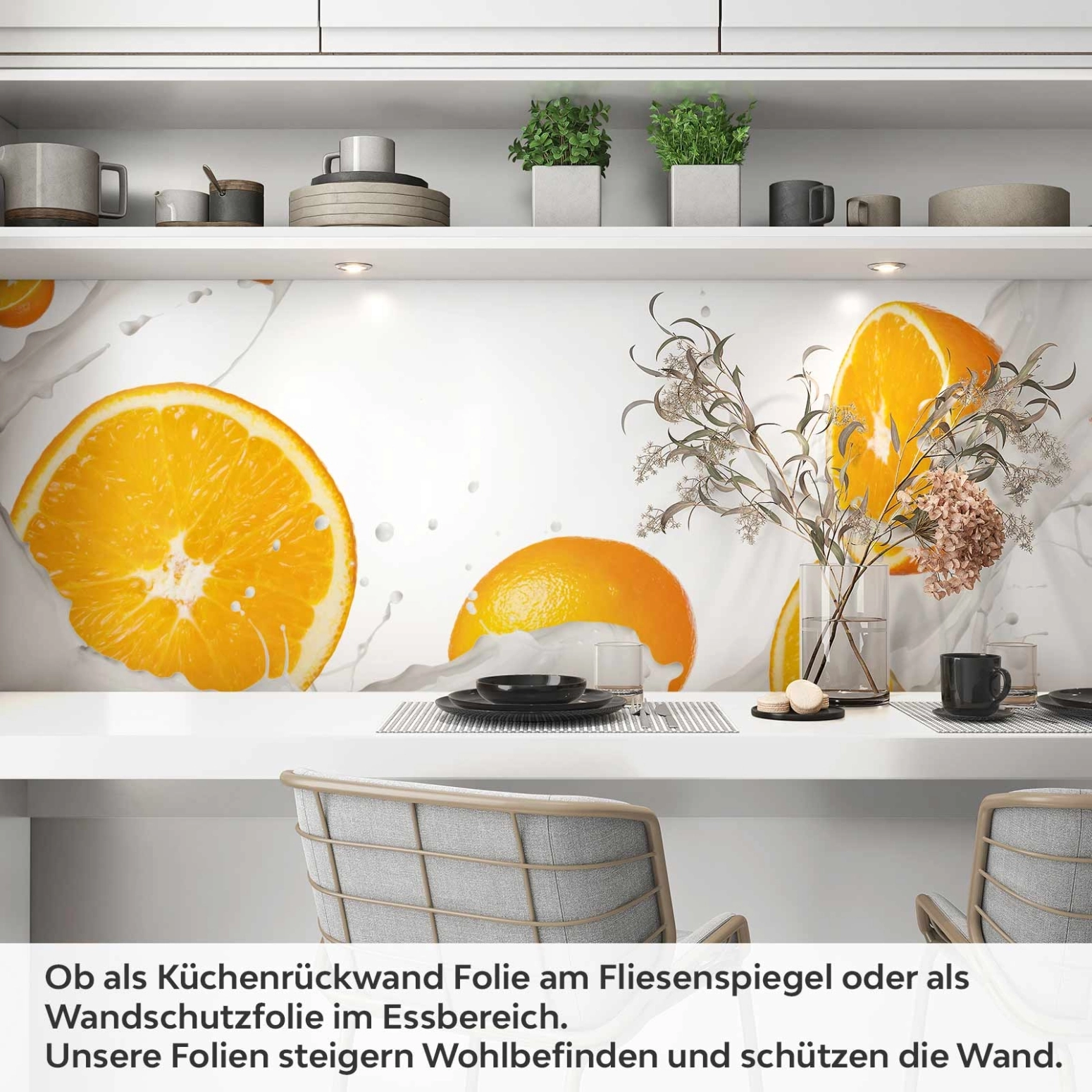 Küchenrückwand Folie Orangenmilch Artikelbild 1