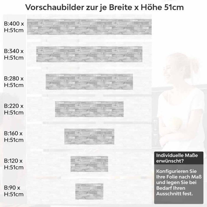 Küchenrückwand Folie Holzdielen Optik Höhe 51cm