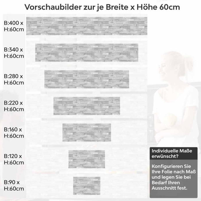 Küchenrückwand Folie Holzdielen Optik Höhe 60cm