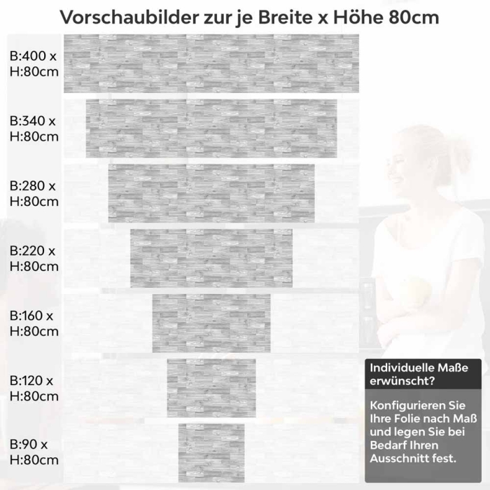 Küchenrückwand Folie Holzdielen Optik Höhe 80cm