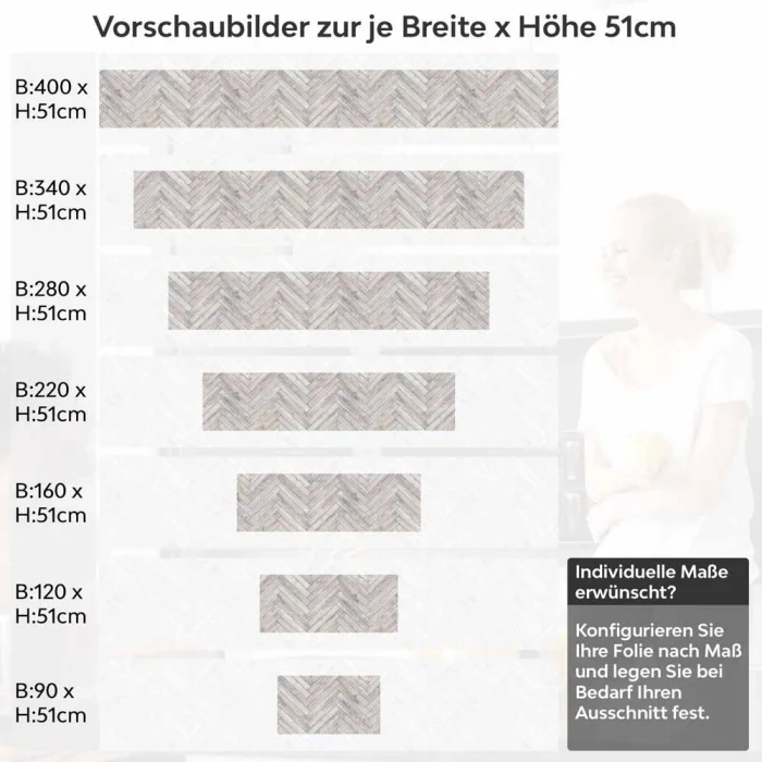Küchenrückwand Folie Fischgräten Holzoptik Höhe 51cm