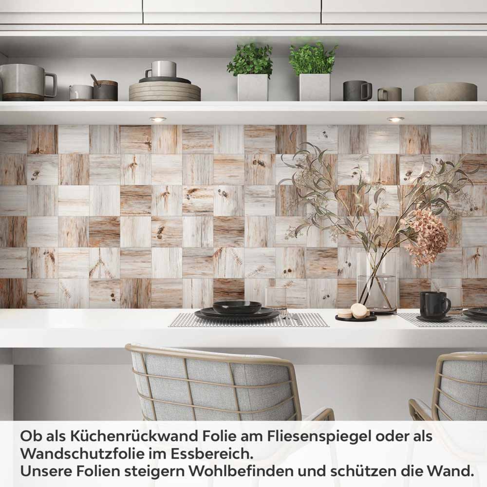 Küchenrückwand Folie Holzmaserung Mosaik Artikelbild 1