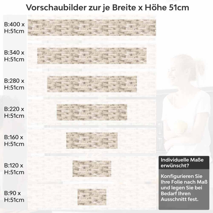 Küchenrückwand Folie Holzstruktur Optik Höhe 51cm