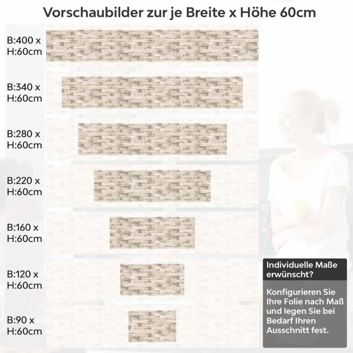 Küchenrückwand Folie Holzstruktur Optik Höhe 60cm