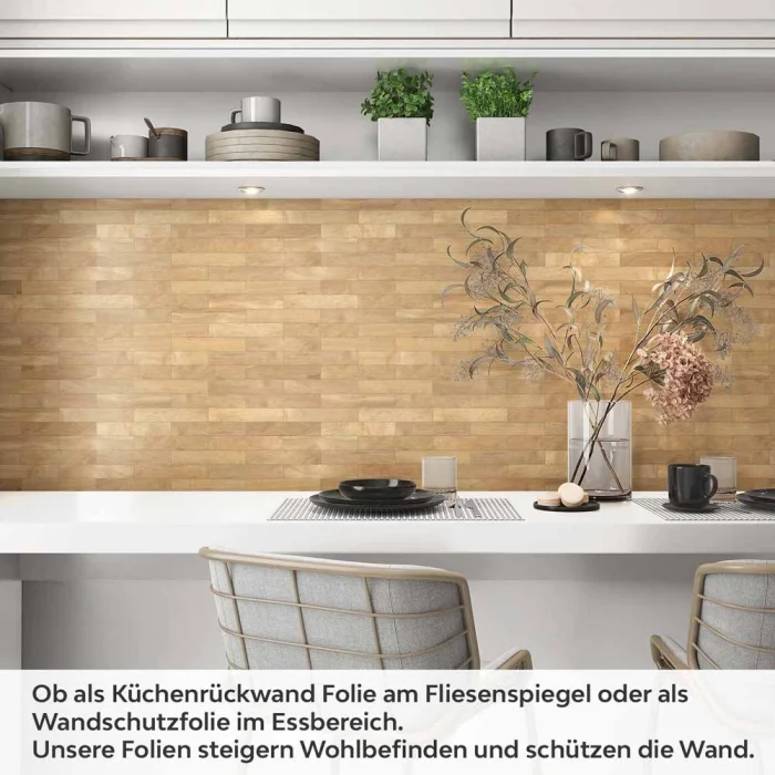 Küchenrückwand Folie Holzriemchen Holzoptik Artikelbild 1
