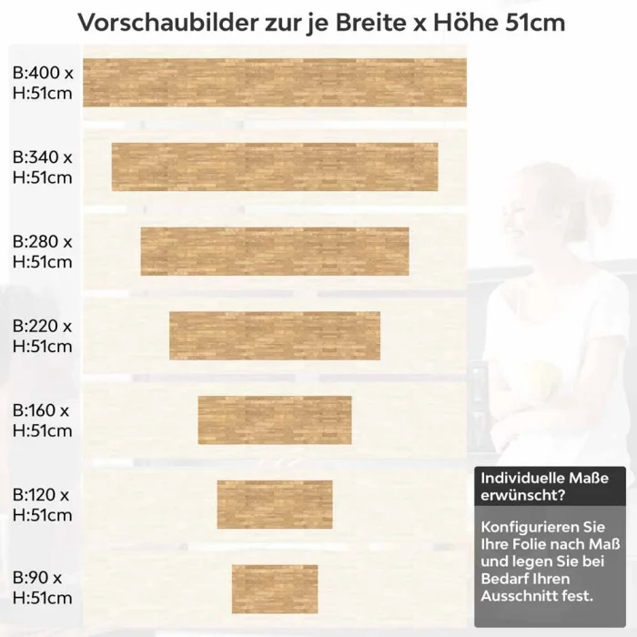 Küchenrückwand Folie Holzriemchen Holzoptik Höhe 51cm