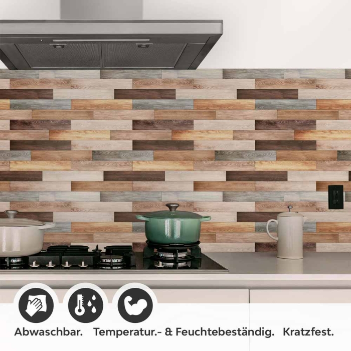 Küchenrückwand Folie Retro Holz Textur Detailbild 1
