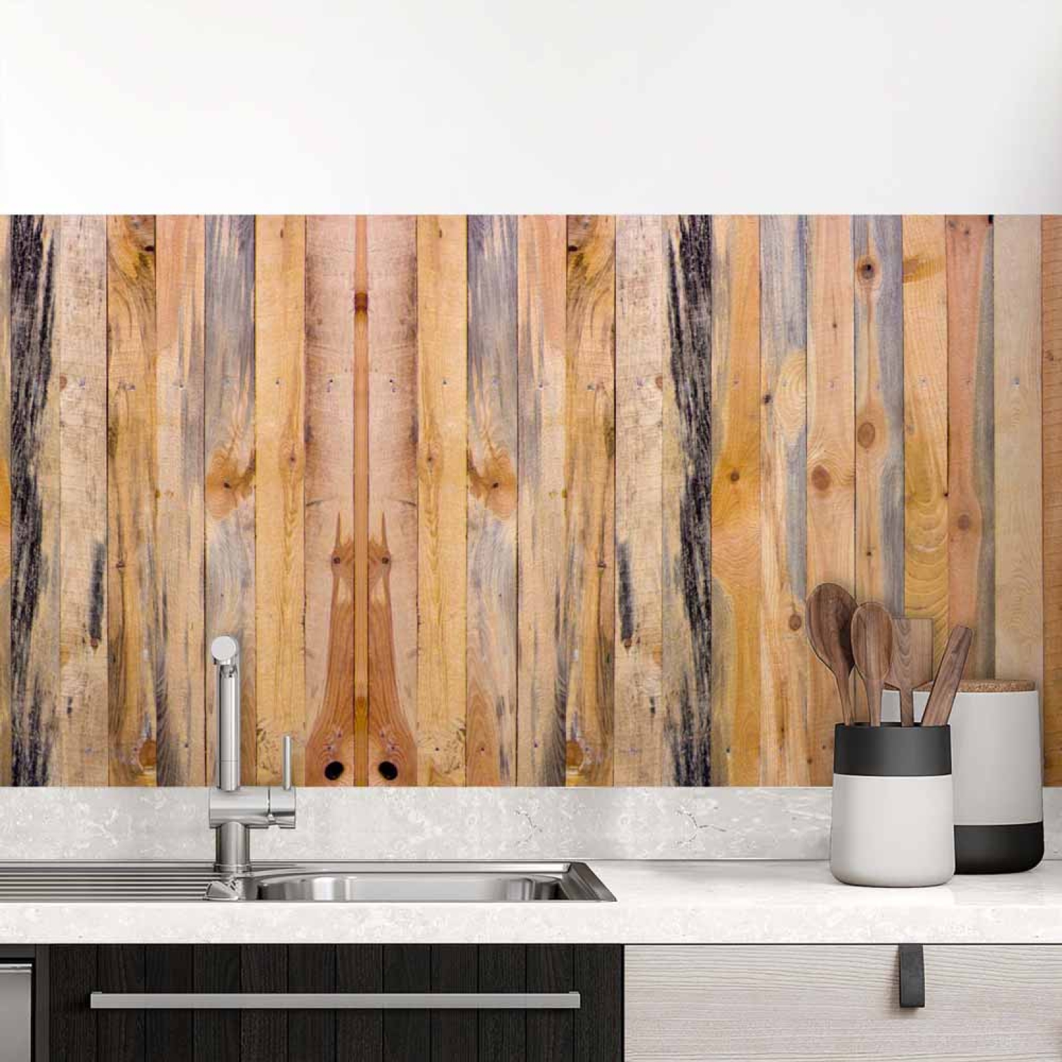 Küchenrückwand Folie Paletten Holz Optik Hauptbild 1