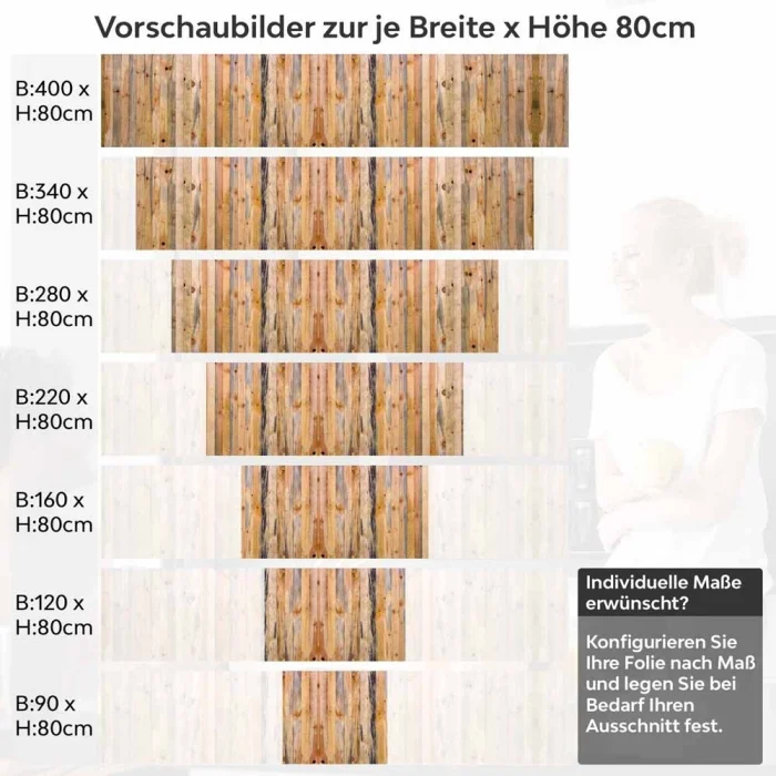 Küchenrückwand Folie Paletten Holz Optik Höhe 80cm